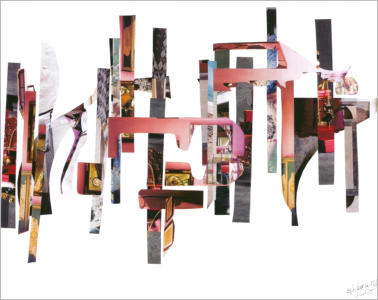 Ref : 15.56 Pièces de magazine collées sur papier. Pieces of magazine stuck on cardboard 50/65 cm