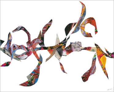 Ref : 15.15 Pièces de magazine collées sur papier. Pieces of magazine stuck on cardboard 50/65 cm