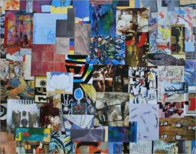 Ref: 15.40 Pièces de magazine collées sur papier. Pieces of magazine stuck on cardboard 50/65 cm Prix / price : € 175 