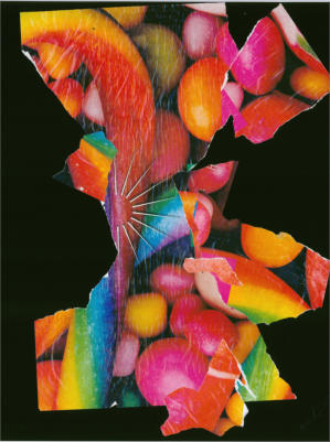 Ref :  13.02  Affiches déchirées collées sur papier. Pieces of posters stuck on cardboard 50/65 cm