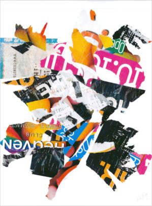 Ref : 15.55 affiches déchirées collées sur papier. Pieces of posters stuck on cardboard 50/65 cm