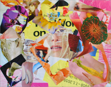 Ref: 00.22  Affiches déchirées et pièces de magazine collées sur papier. Pieces of posters and magazine stuck on cardboard 50/65 cm