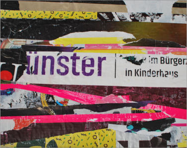 Ref: 00.33  Affiches déchirées collées sur papier. Pieces of torn posters stuck on cardboard 50/65 cm