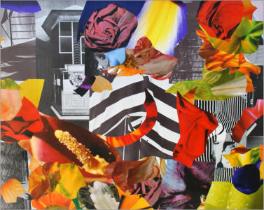 Ref: 02.80 Pièces de magazine et bouquin d'art collées sur papier. Pieces of magazine and artbook stuck on cardboard 50/65 cm 