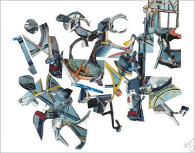 Ref : 12.13 Pièces de photos de vélos à Amsterdam collées sur papier. Pieces of photography of bikes in Amsterdam cut and stuck on cardboard 50/65 cm