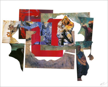 Ref : 14.24 Pièces de magazine collées sur papier. Pieces of magazine stuck on cardboard 50/65 cm